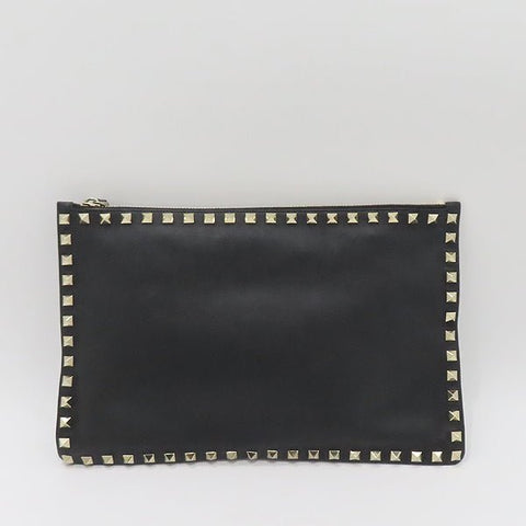 Valentino Garavani Rockstud Large Flat Pouch Bag - Black - BEAUTY BAR