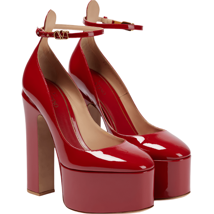 Valentino Garavani Tan-Go Platform Pumps Burgundy Patent Leather 1