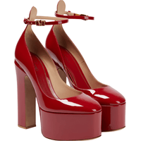 Valentino Garavani Tan-Go Platform Pumps Burgundy Patent Leather
