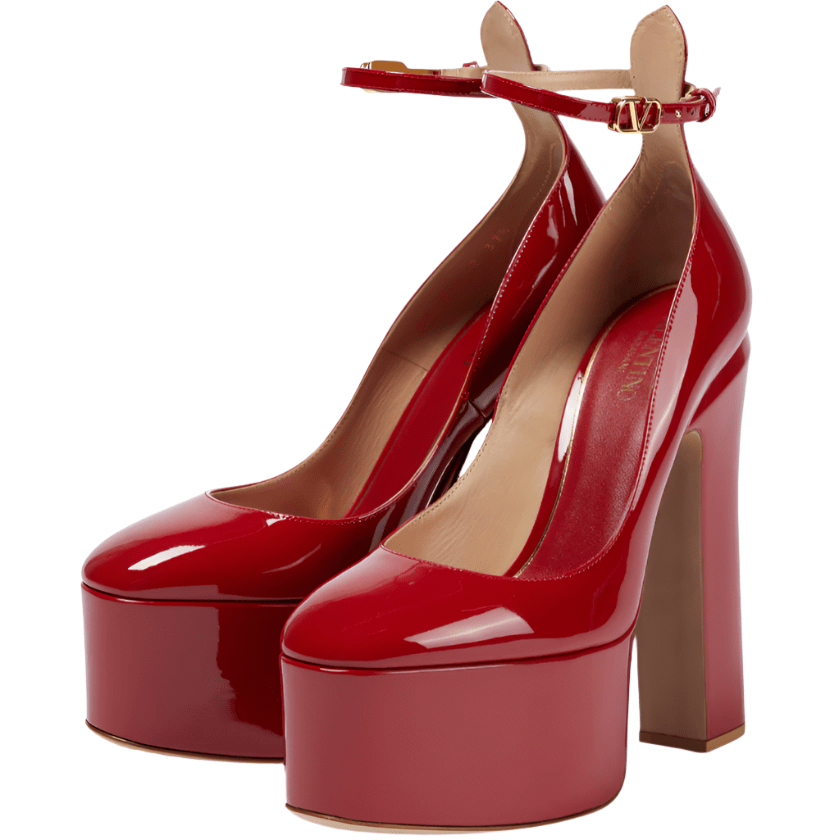 Valentino Garavani Tan-Go Platform Pumps Burgundy Patent Leather 3