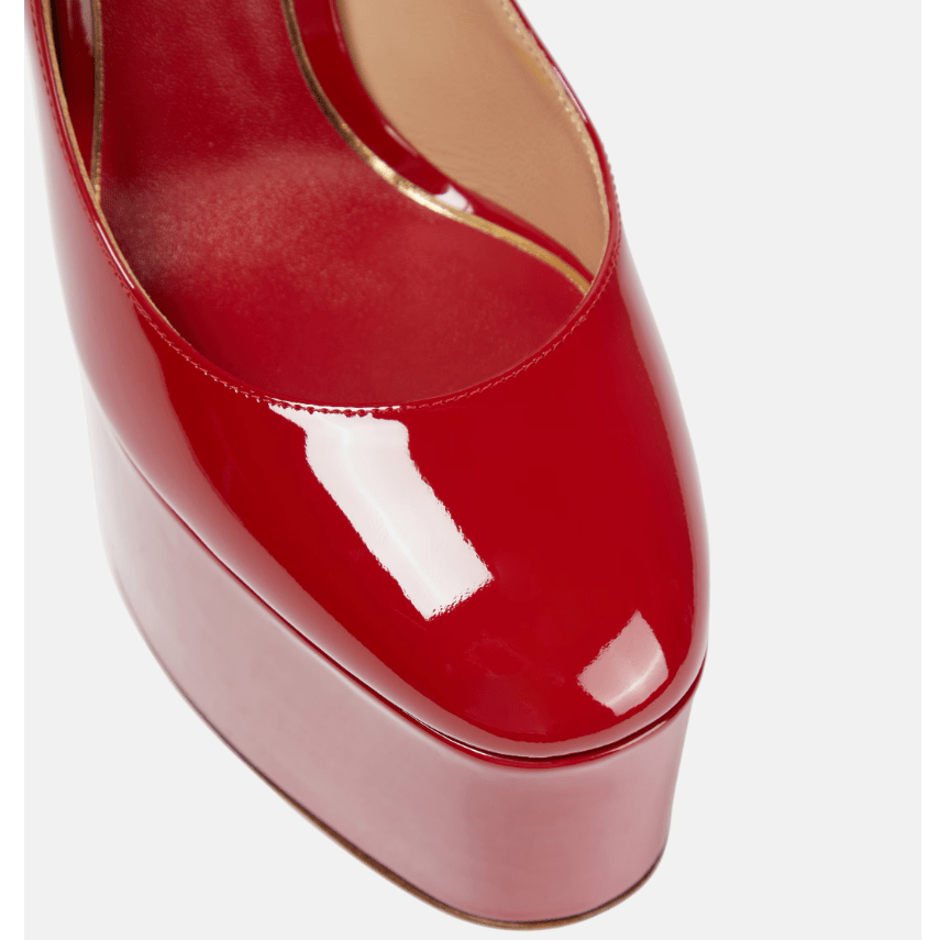 Valentino Garavani Tan-Go Platform Pumps Burgundy Patent Leather 6