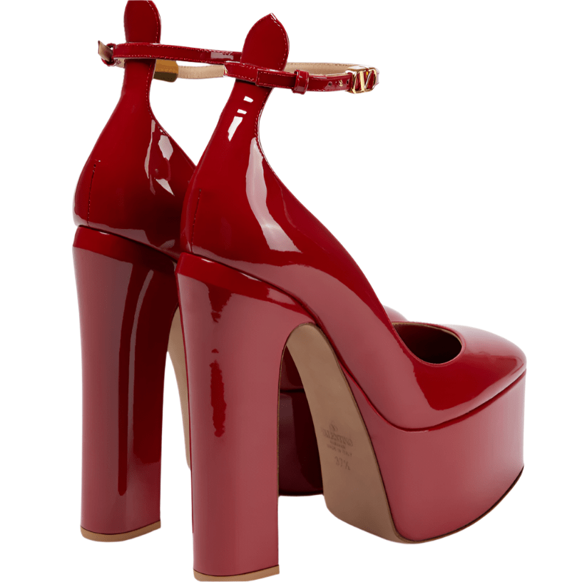 Valentino Garavani Tan-Go Platform Pumps Burgundy Patent Leather 2