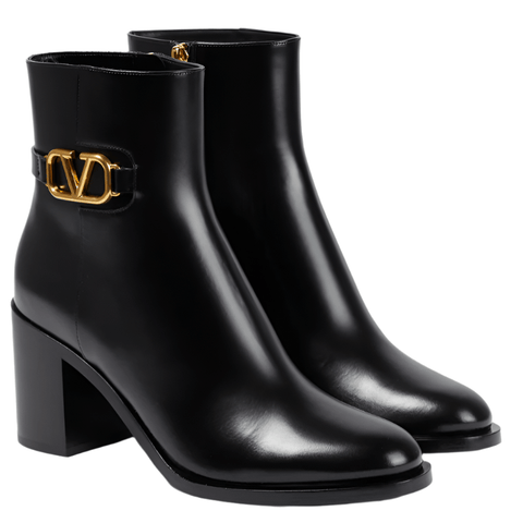 Valentino Garavani V Logo Signature Leather Ankle Boots - BEAUTY BAR