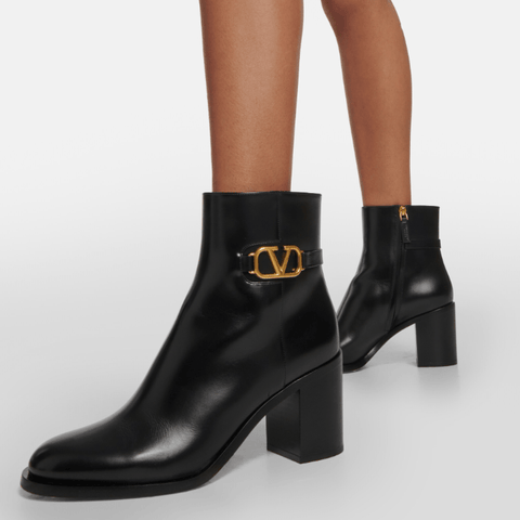 Valentino Garavani V Logo Signature Leather Ankle Boots - BEAUTY BAR