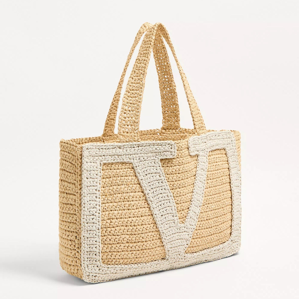 Valentino Garavani Viva Superstar Large Raffia Shopping Bag Natural/Butter 2