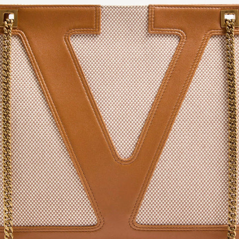 Valentino Garavani Viva Superstar Medium Canvas Shopping Bag Beige - BEAUTY BAR