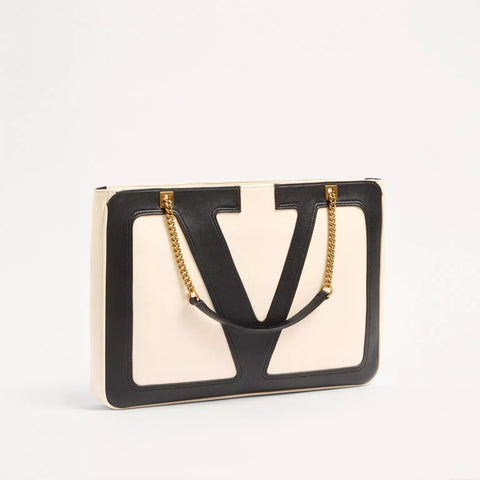 Valentino Garavani Viva Superstar Medium Canvas Shopping Bag White - BEAUTY BAR