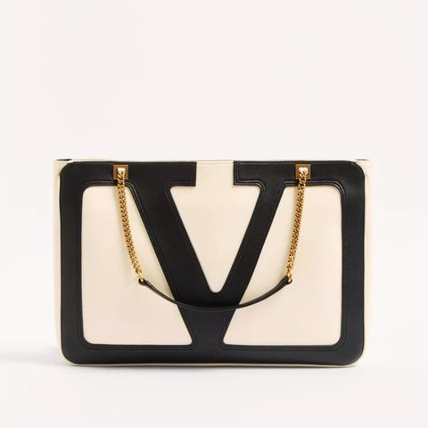 Valentino Garavani Viva Superstar Medium Canvas Shopping Bag White - BEAUTY BAR