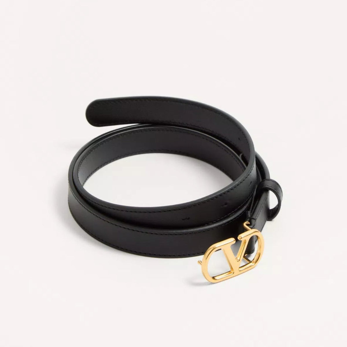 Valentino Garavani VLogo Signature Black Leather Belt (S) 3