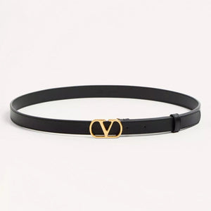 Valentino Garavani VLogo Signature Black Leather Belt (S)