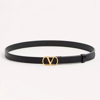 Valentino Garavani VLogo Signature Black Leather Belt (S)