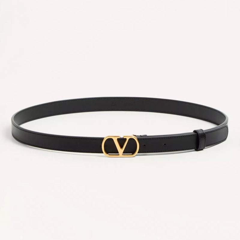 Valentino Garavani VLogo Signature Black Leather Belt (S)