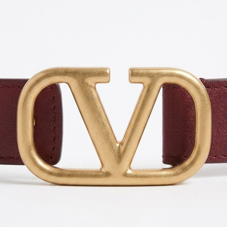 Valentino Garavani VLogo Signature Burgundy Leather Belt 3