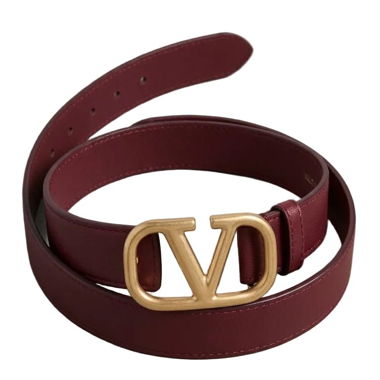 Valentino Garavani VLogo Signature Burgundy Leather Belt 2