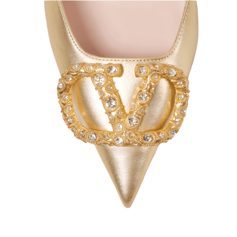 Valentino Garavani VLogo Signature Metallic Leather Pumps - BEAUTY BAR