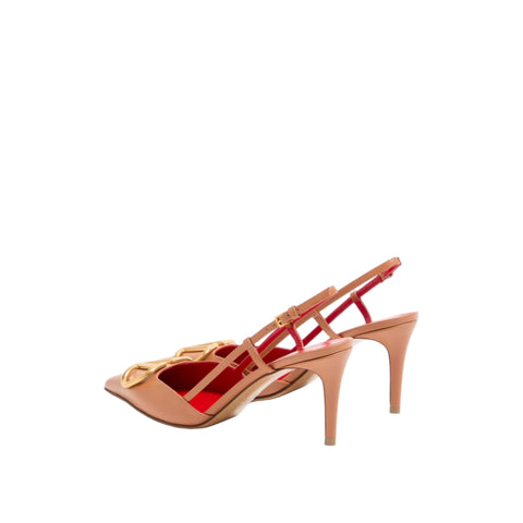 Valentino Garavani VLogo Signature Slingback Pumps For Women - Brown - BEAUTY BAR