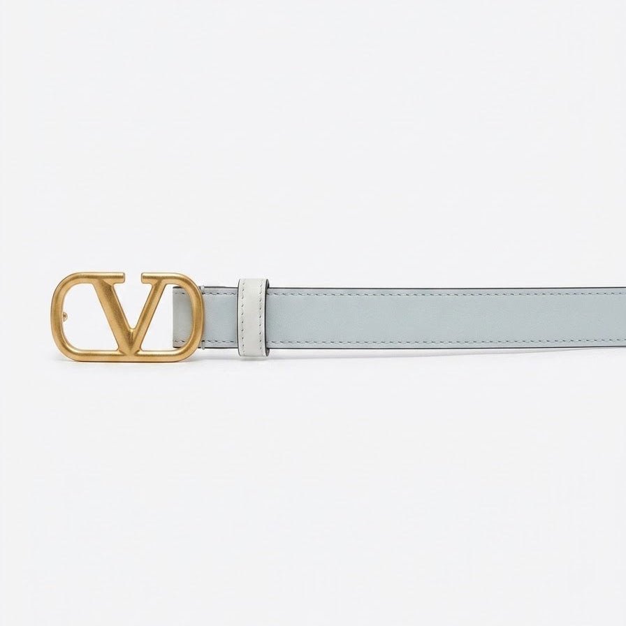 Valentino Garavani VLogo Signature Thin Leather Belt White 2