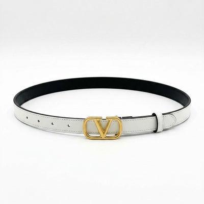 Valentino Garavani VLogo Signature Thin Leather Belt White