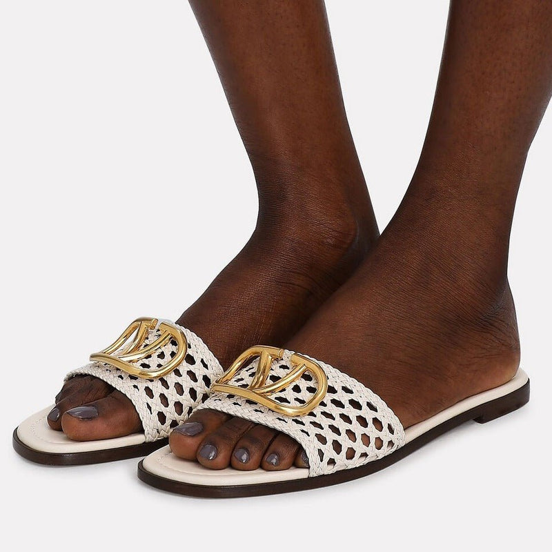 Valentino Garavani White VLogo Slide Sandals 5