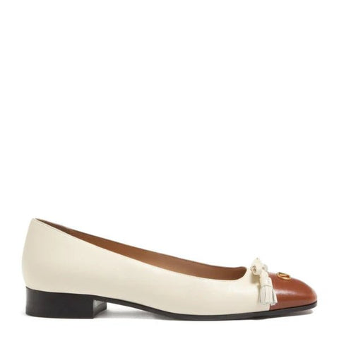 Valentino Off - White Brown Leather Toe Cap Tassel Detailing - BEAUTY BAR