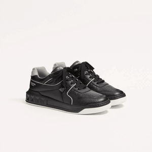 Valentino One Stud Low-Top Nappa Sneaker For Man in Black/Grey