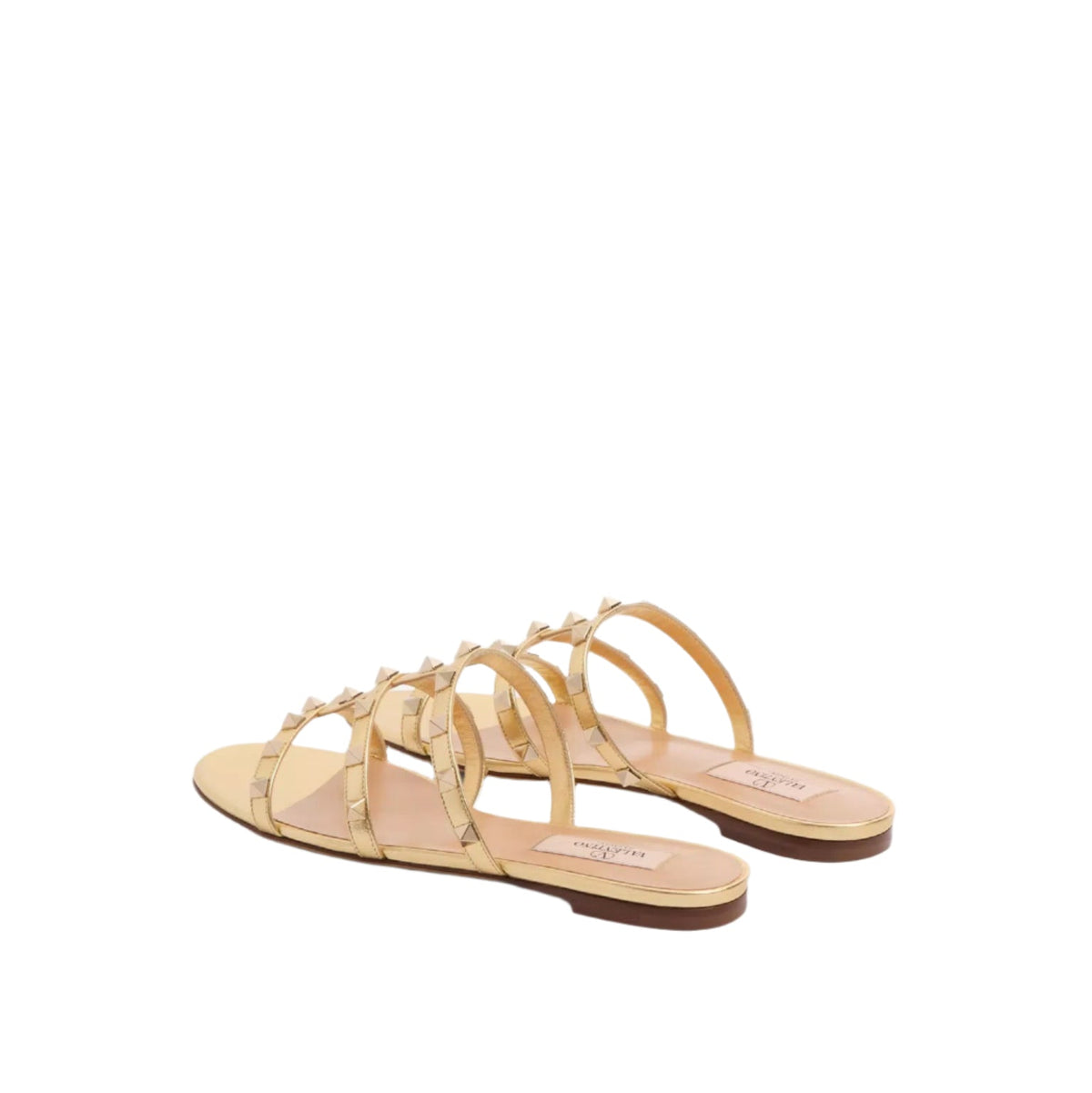 Valentino Rockstud Laminated Nappa Slide Sandal 4