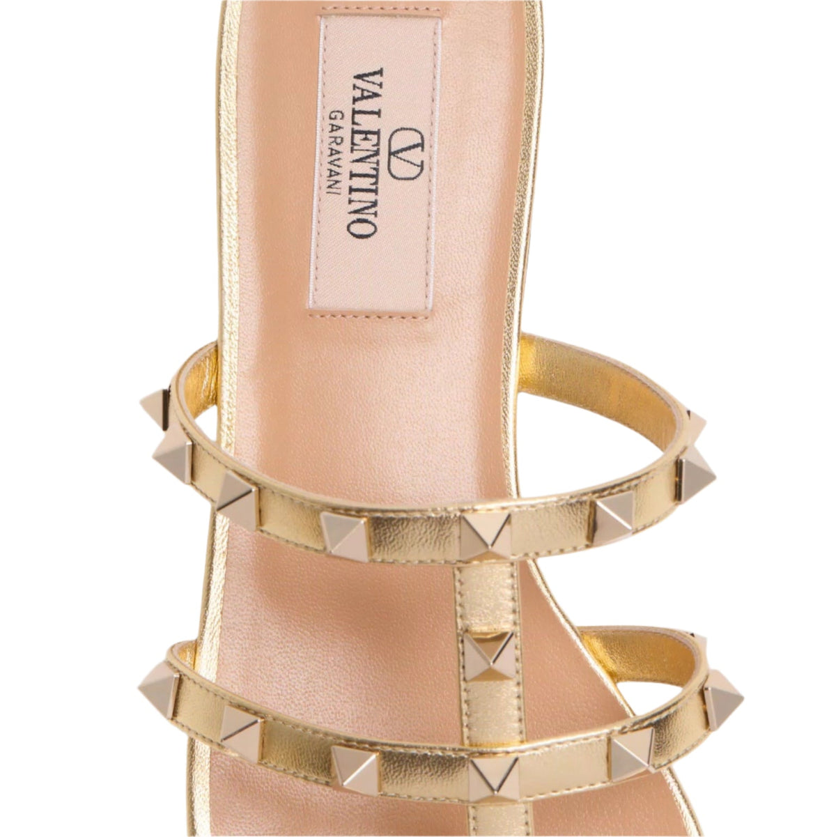 Valentino Rockstud Laminated Nappa Slide Sandal 6