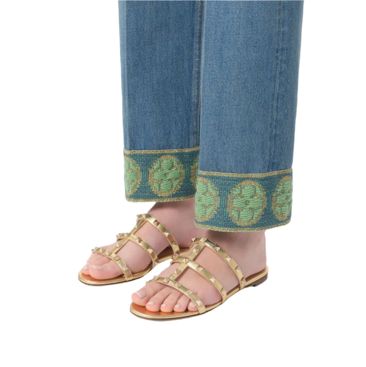 Valentino Rockstud Laminated Nappa Slide Sandal 7