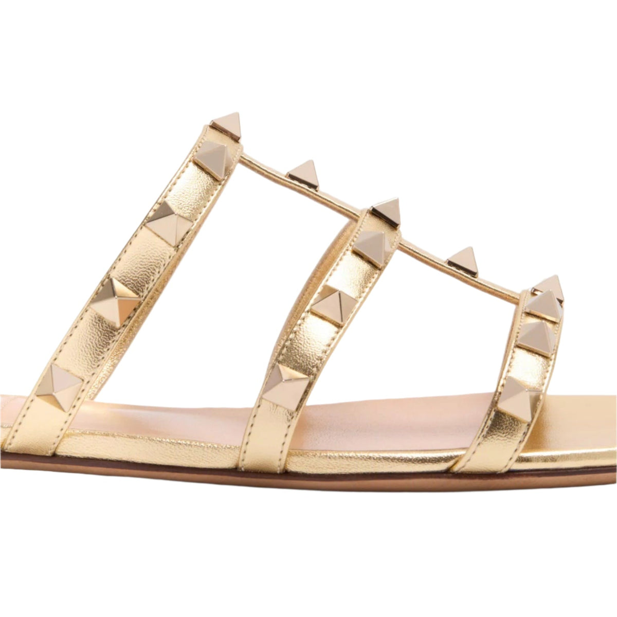 Valentino Rockstud Laminated Nappa Slide Sandal 3