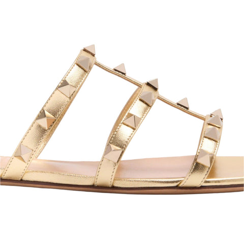 Valentino Rockstud Laminated Nappa Slide Sandal - BEAUTY BAR