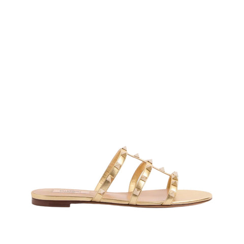 Valentino Rockstud Laminated Nappa Slide Sandal - BEAUTY BAR