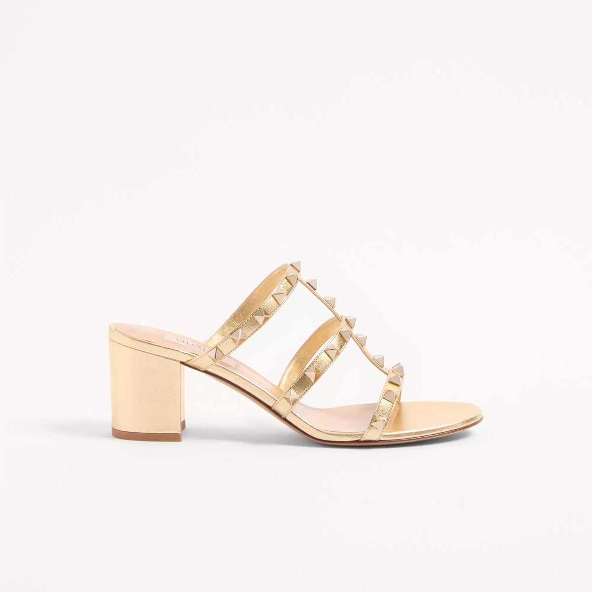 Valentino Rockstud Slide Sandal In Laminated Leather 4