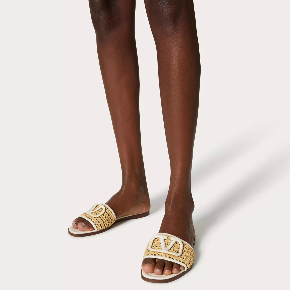 Valentino V Logo 80mm Woven Raffia Slide Slipper 4