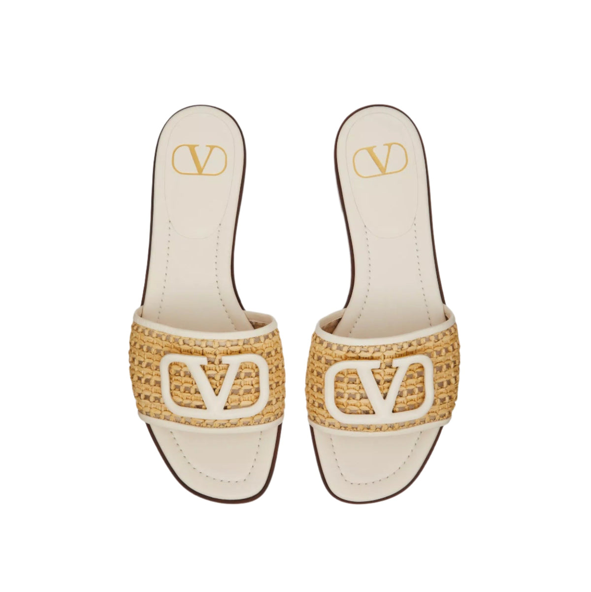 Valentino V Logo 80mm Woven Raffia Slide Slipper 3