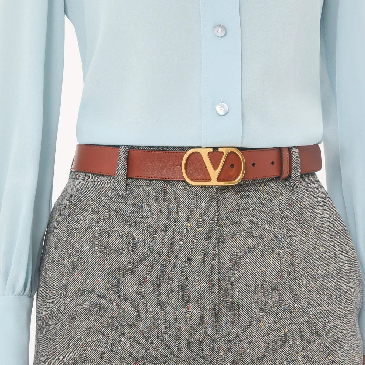 Valentino VLogo Signature Brown Wide Belt 4