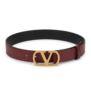 Valentino VLogo Signature Burgundy Wide Belt