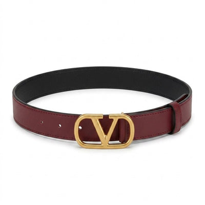 Valentino VLogo Signature Burgundy Wide Belt
