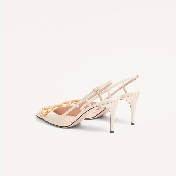 Valentino Vlogo Signature Slingback Leather Pump With Jewel Logo 5