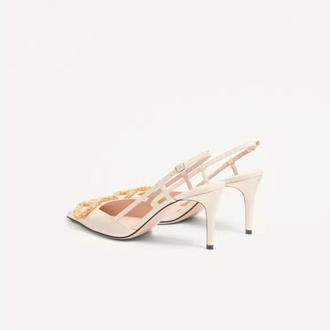 Valentino Vlogo Signature Slingback Leather Pump With Jewel Logo - BEAUTY BAR
