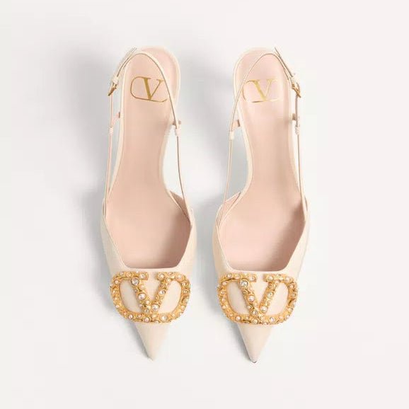 Valentino Vlogo Signature Slingback Leather Pump With Jewel Logo 3