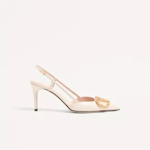 Valentino Vlogo Signature Slingback Leather Pump With Jewel Logo 4