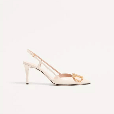 Valentino Vlogo Signature Slingback Leather Pump With Jewel Logo - BEAUTY BAR