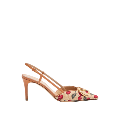 Valentino Vlogo Signature Slingback Pumps In Cherryfic Pattern 80mm - BEAUTY BAR