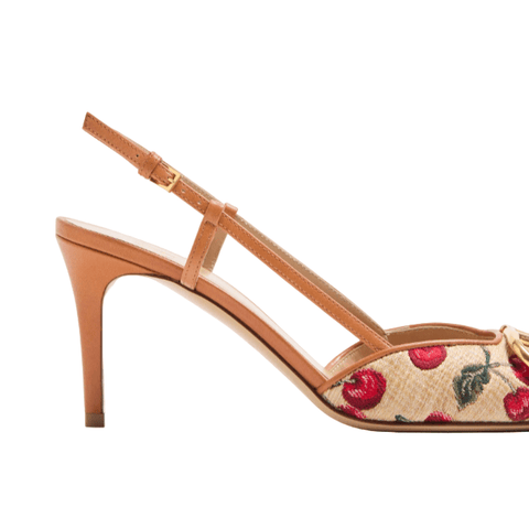 Valentino Vlogo Signature Slingback Pumps In Cherryfic Pattern 80mm - BEAUTY BAR