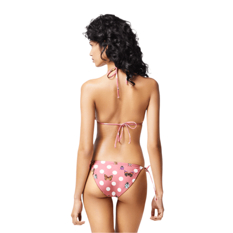 Versace Butterfly Dot Triangle Bikini Top in Pink - BEAUTY BAR