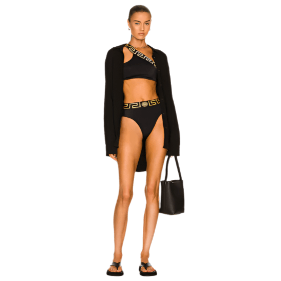 Versace Greca Border One Shoulder Bikini Top 5