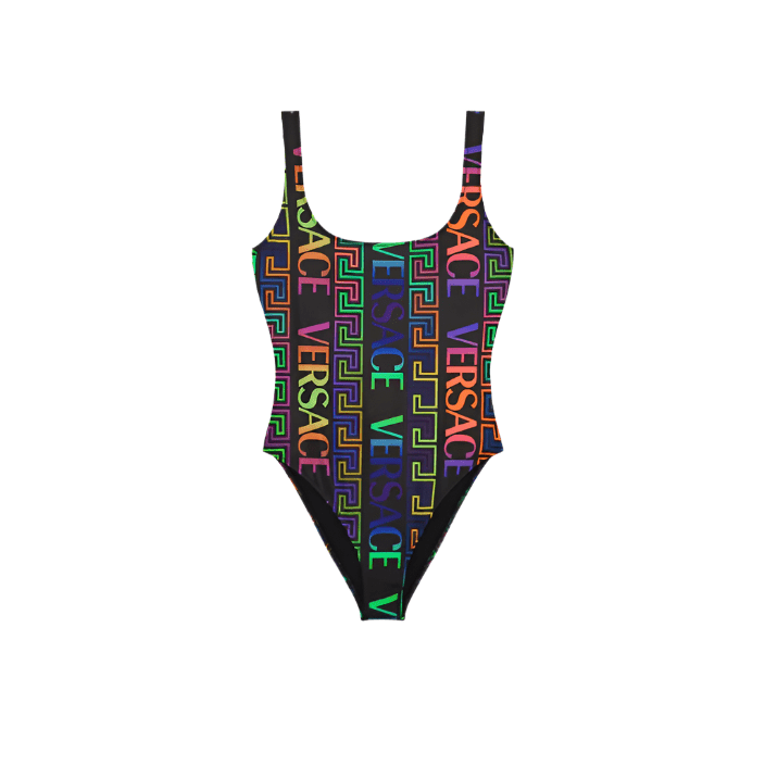 Versace Greca Neon-Print One-Piece Swimsuit 4