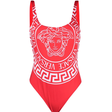 Versace Medusa Logo - print One - piece Swimsuit In Red - BEAUTY BAR