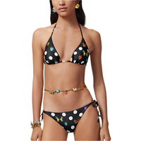 Versace Women's Dot Ladybug Triangle Bikini in Black