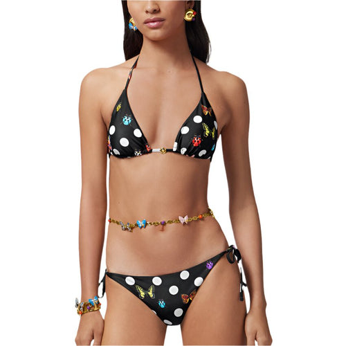 Versace Women's Dot Ladybug Triangle Bikini in Black